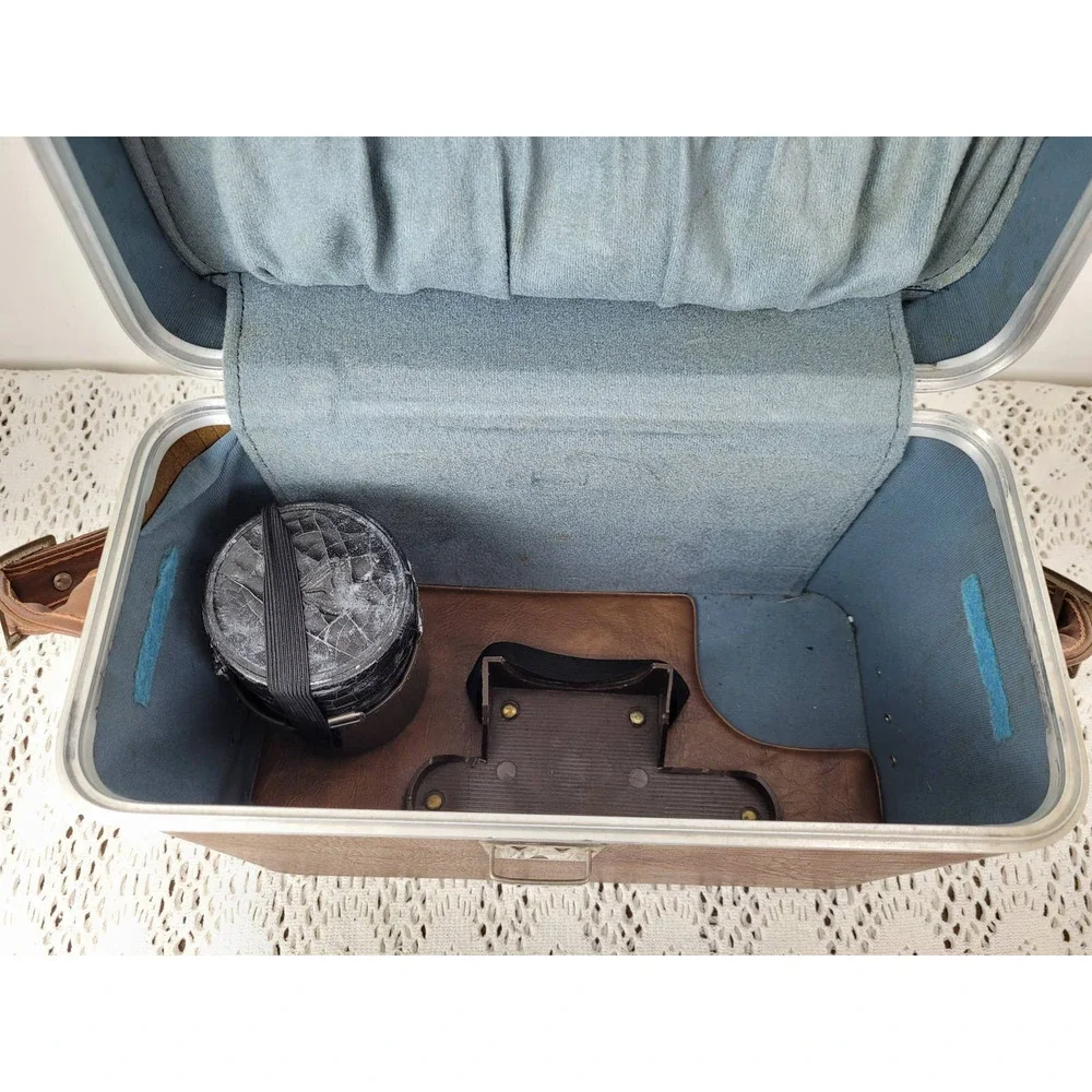 Vintage 1960s / 1970s Brown Faux Leather Camera Carrying Case Bag & Lens Case